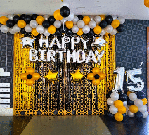 Glitzy Silver & Golden Balloon Decor - Image 3