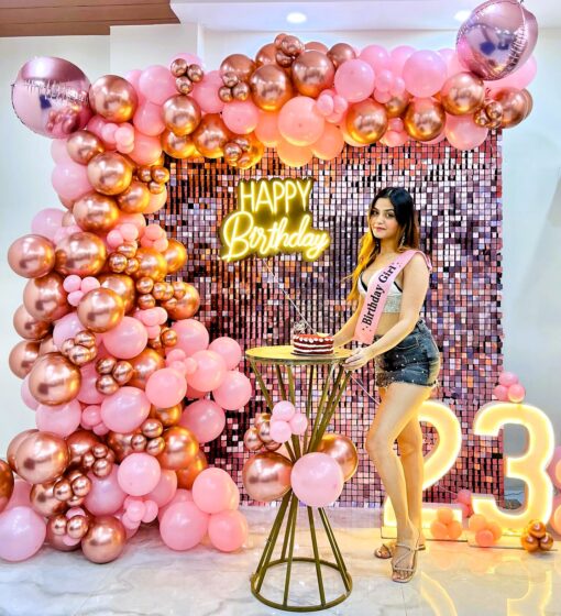 Premium Sequin Pink & Silver Neon Decor