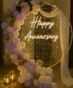 Anniversary Special- Pastel Purple and white Mesh Decor