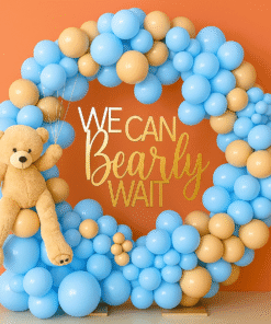Bear-y Excited:Blue & Brown Baby Shower Decor