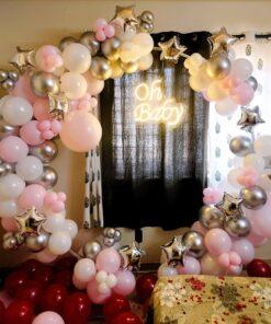 Alternative view of Celebrate New Beginnings - Pastel Pink and Silver Baby Shower Decor