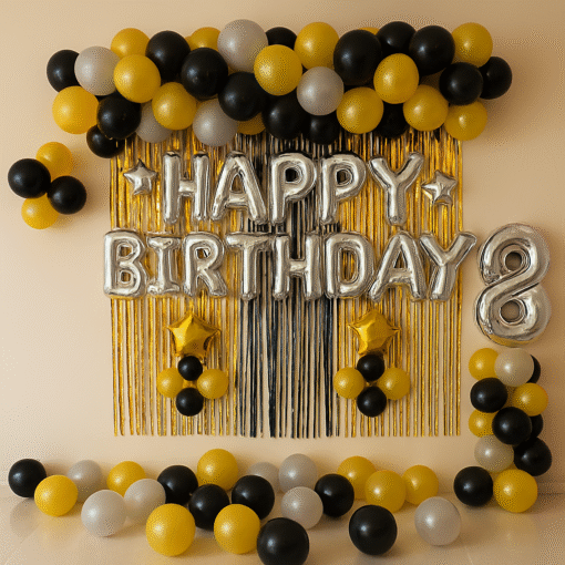 Glitzy Silver & Golden Balloon Decor