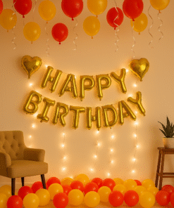 Dazzling Red & Golden Birthday Decor