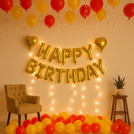 Dazzling Red & Golden Birthday Decor