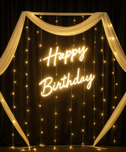 Elegant White Neon Birthday Celebrations Decor