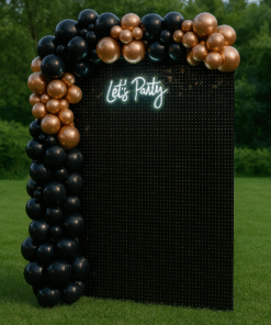 Glam Up Your Gala: Golden & Black Sequin Decor