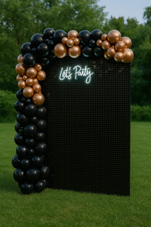 Glam Up Your Gala: Golden & Black Sequin Decor
