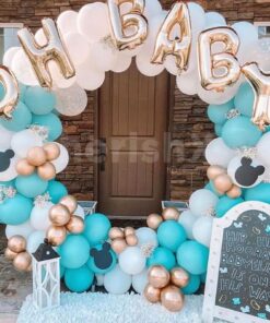 Gold and Blue Ring Baby Shower Decor