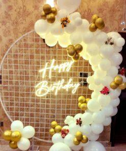 Alternative view of Golden Glamour: White & Gold Mesh Birthday Ring Decor