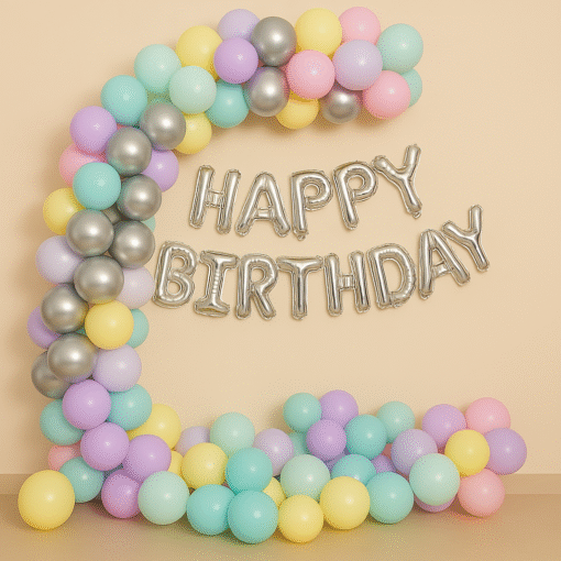 Grace Your Party: Pastel Birthday balloon Arc Decorations