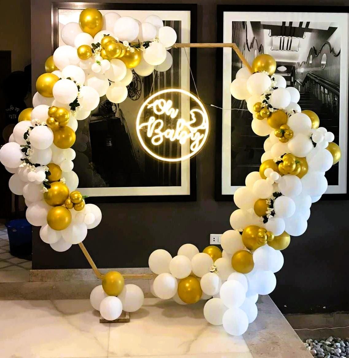 Oh Baby- White Hexagon Backdrop neon Decor - Image 4