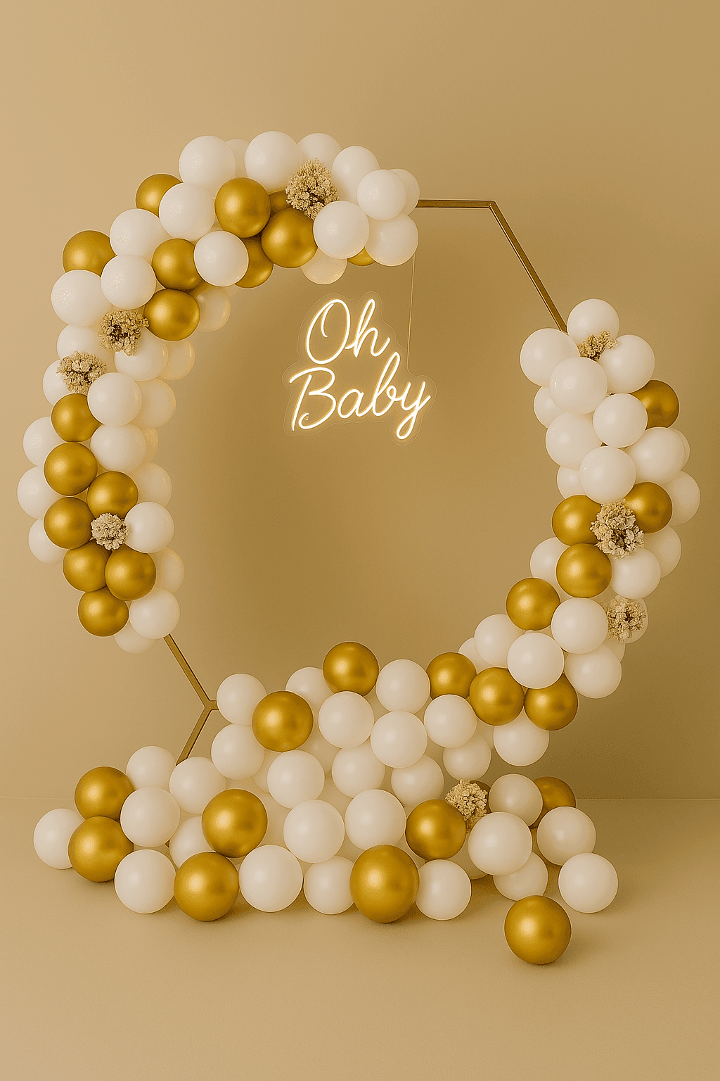 Oh Baby- White Hexagon Backdrop neon Decor