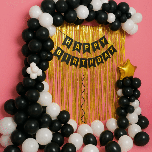 Opulent Black & White Balloon Decor - Image 3