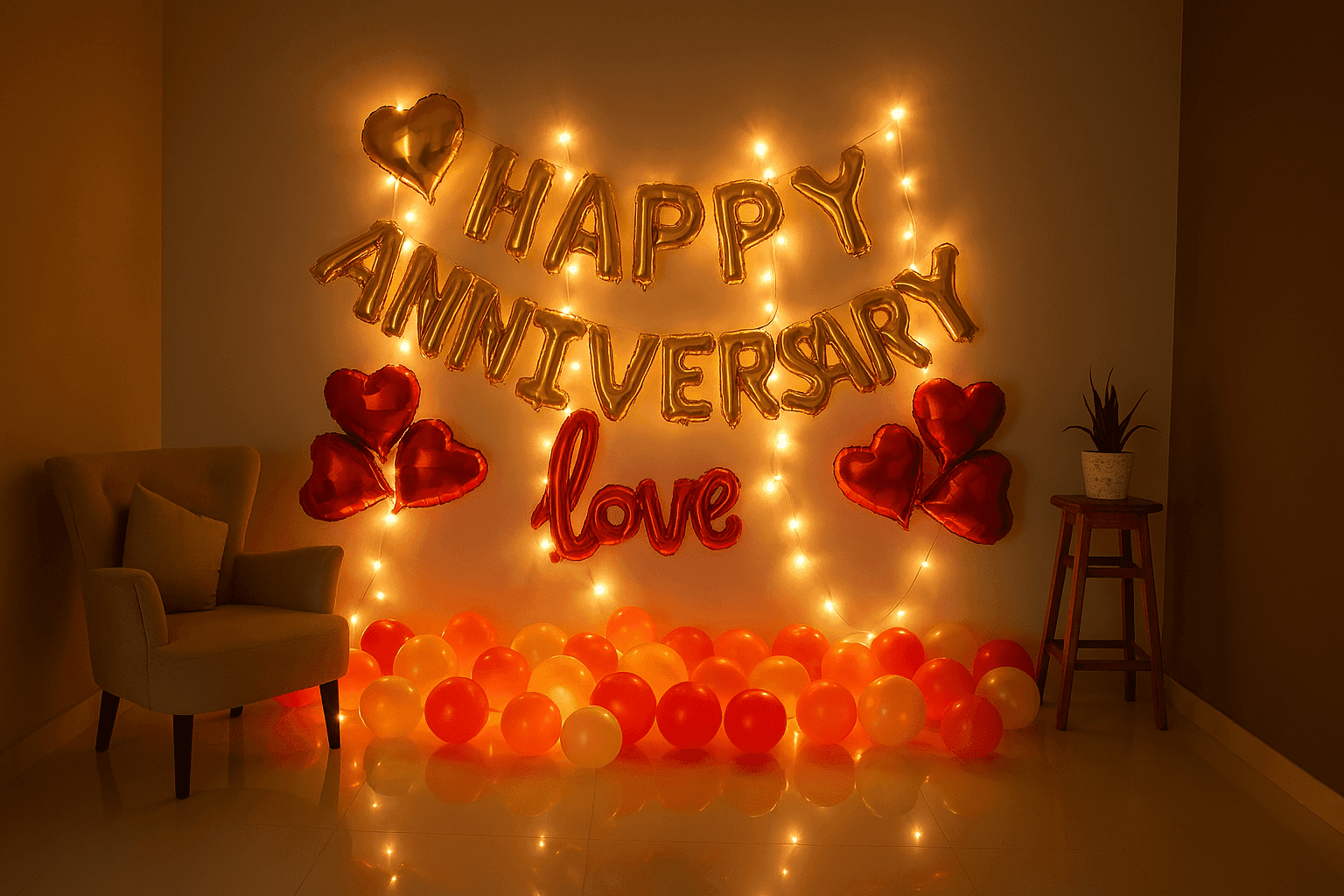 Rekindle Romance - Red and Golden Anniversary Decor