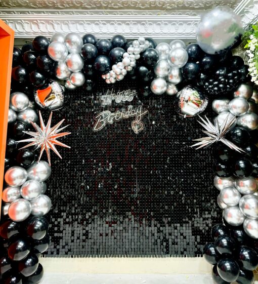 Stylish Black Sequin Birthday Decor - Image 5