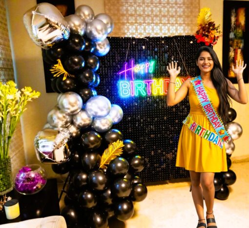 Stylish Black Sequin Birthday Decor - Image 2