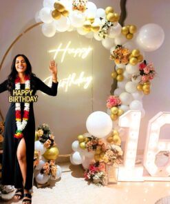 White & Gold Bliss Floral Birthday Theme