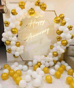 Alternative view of White Hexagon Backdrop Anniversary Decor