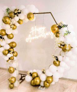 White Hexagon Backdrop Anniversary Decor
