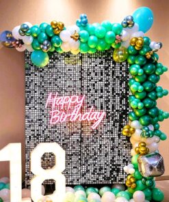 Sequin and Green Birthday Decor