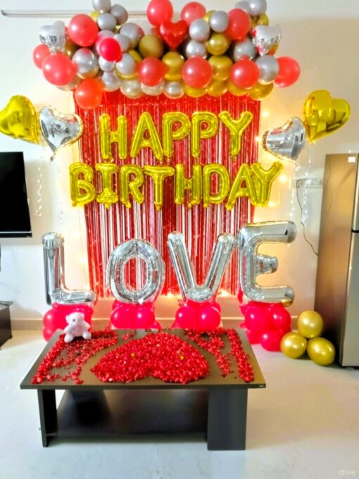 Romantic Red Theme Birthday Decor - Image 4