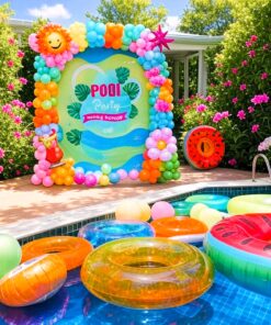 Vibrant Pool Party Splash Decor