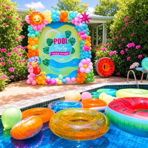 Vibrant Pool Party Splash Decor