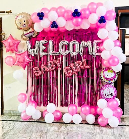 Enchanting Pink & White "Welcome Baby Girl" Decor - Image 3