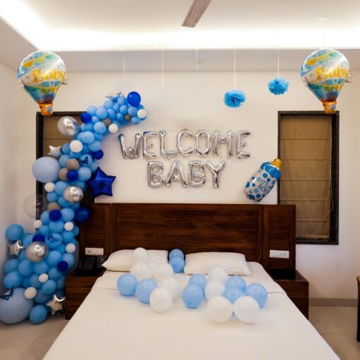 Blue & white theme Welcome Baby Room Decor - Image 2