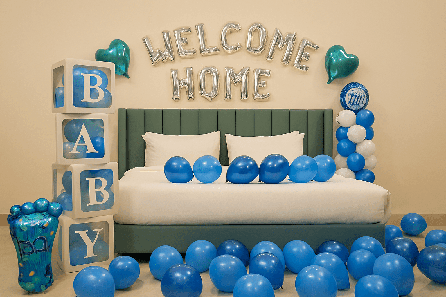 Blue Balloon Bliss : Welcome Baby Boy Decor