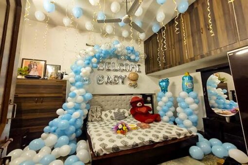 Blue & white theme Welcome Baby Room Decor - Image 4