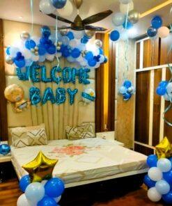 Alternative view of Blue & white theme Welcome Baby Room Decor