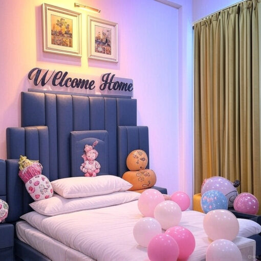Elegant White & Pink "Welcome Baby Girl" Decor