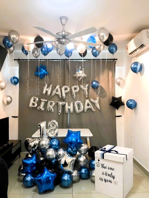 Minimalist Blue & Silver Birthday Decor - Image 4