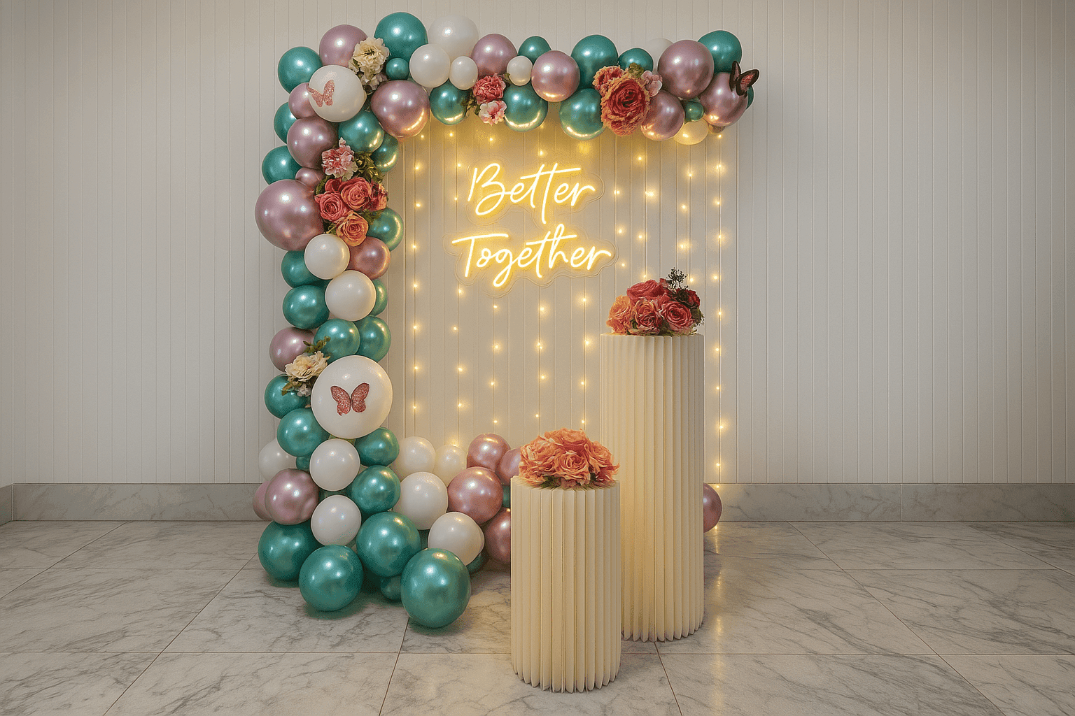 Exquisite Floral & Neon Decor