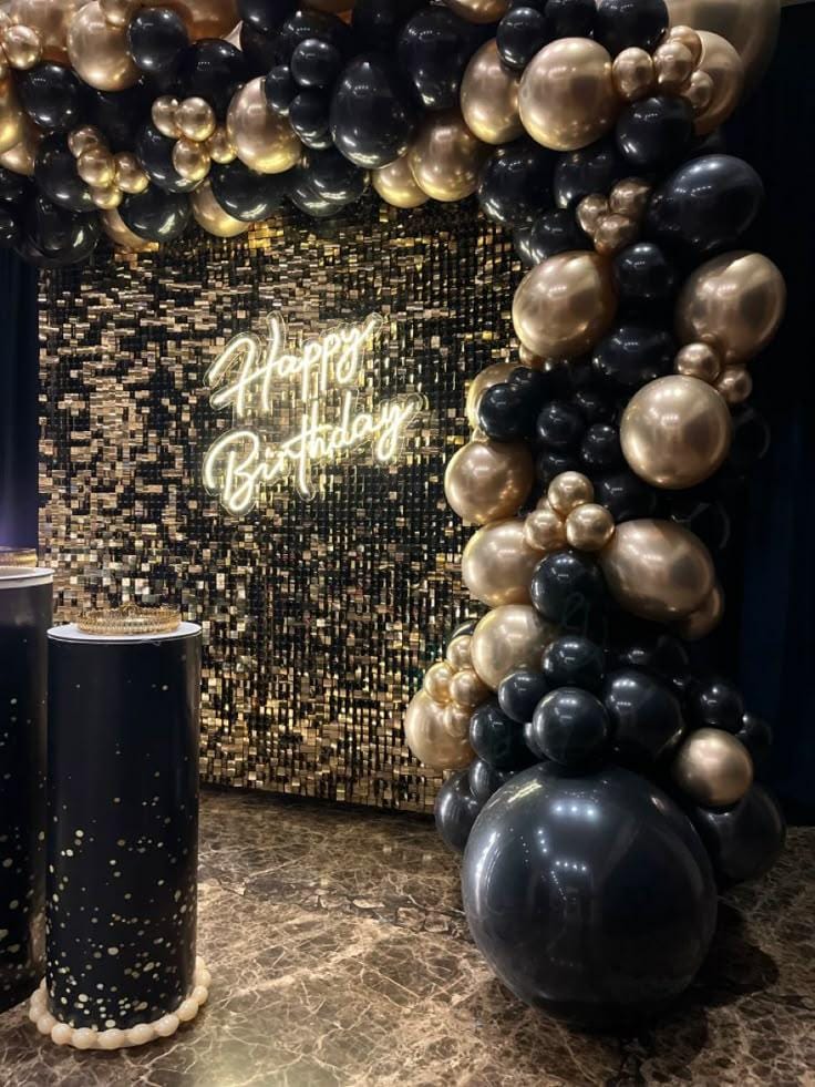 Glamorous Black & Gold Anniversary Decor - Image 2