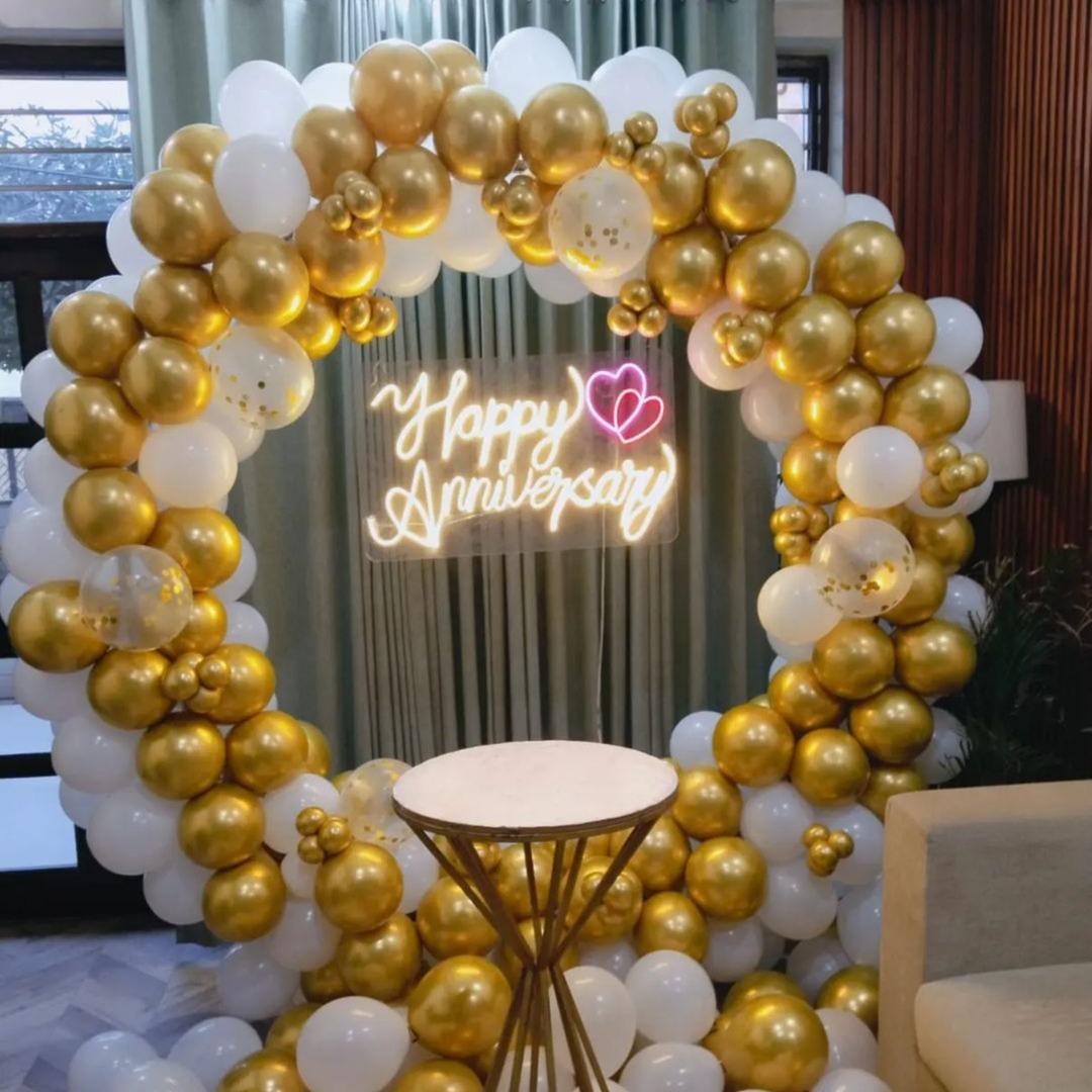 Stylish White & Gold Anniversary Decor - Image 2