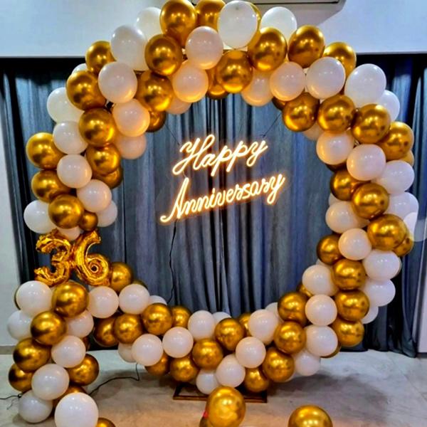 Stylish White & Gold Anniversary Decor - Image 3