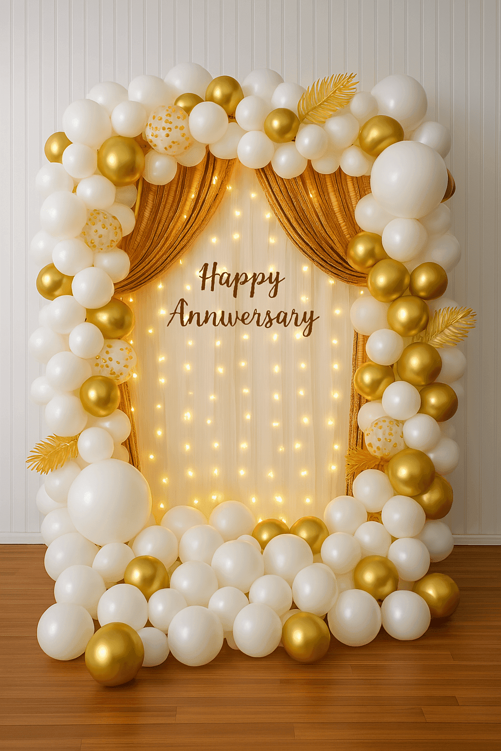 Stylish White & Gold Anniversary Decor