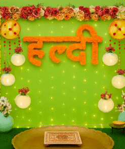 Blend tradition with aesthetics- Floral Haldi Backdrop