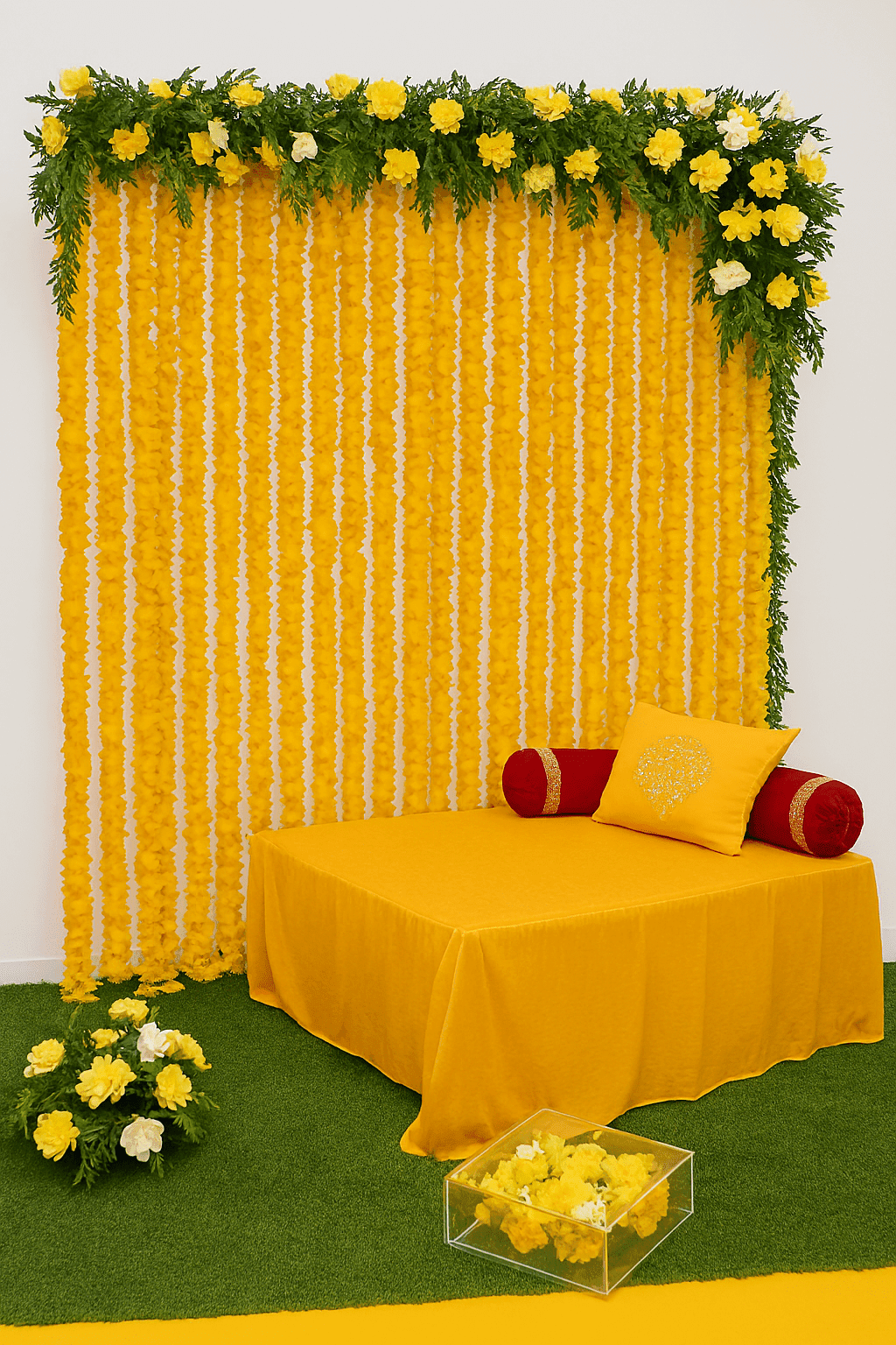 Blend tradition with aesthetics- Floral Haldi Backdrop - Image 4