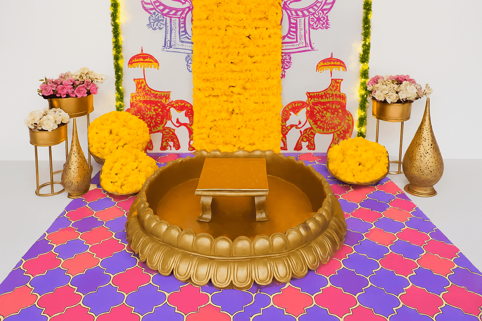 Celebrate with Joy: Elephant Theme Haldi Decor - Image 2