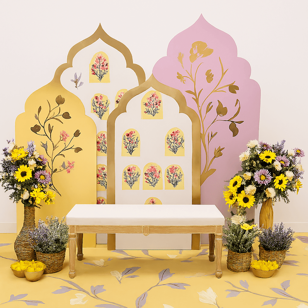 Elegant & Lively: Pastel Royal Haldi & Mehndi Decor - Image 2