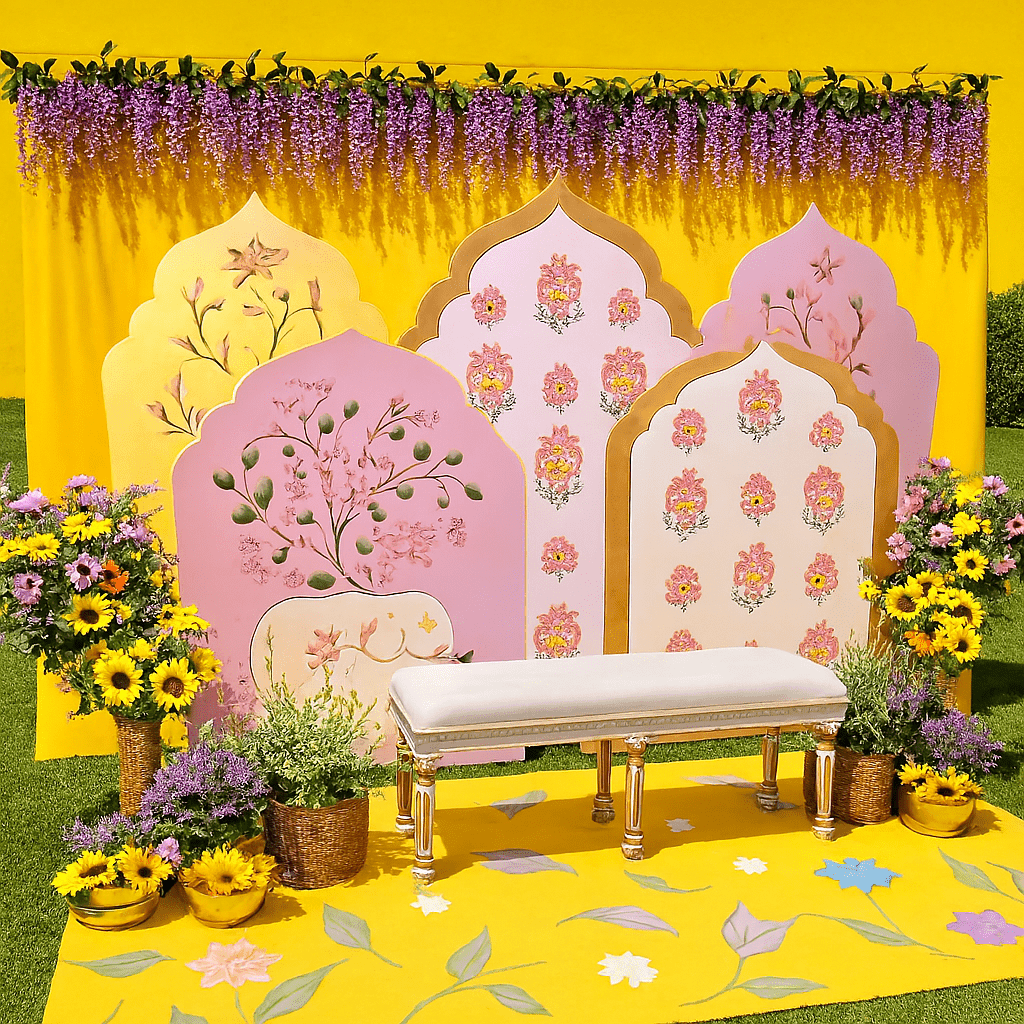 Elegant & Lively: Pastel Royal Haldi & Mehndi Decor