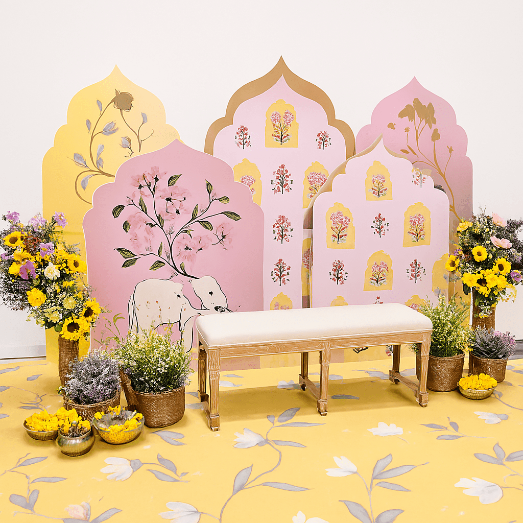 Elegant & Lively: Pastel Royal Haldi & Mehndi Decor - Image 3