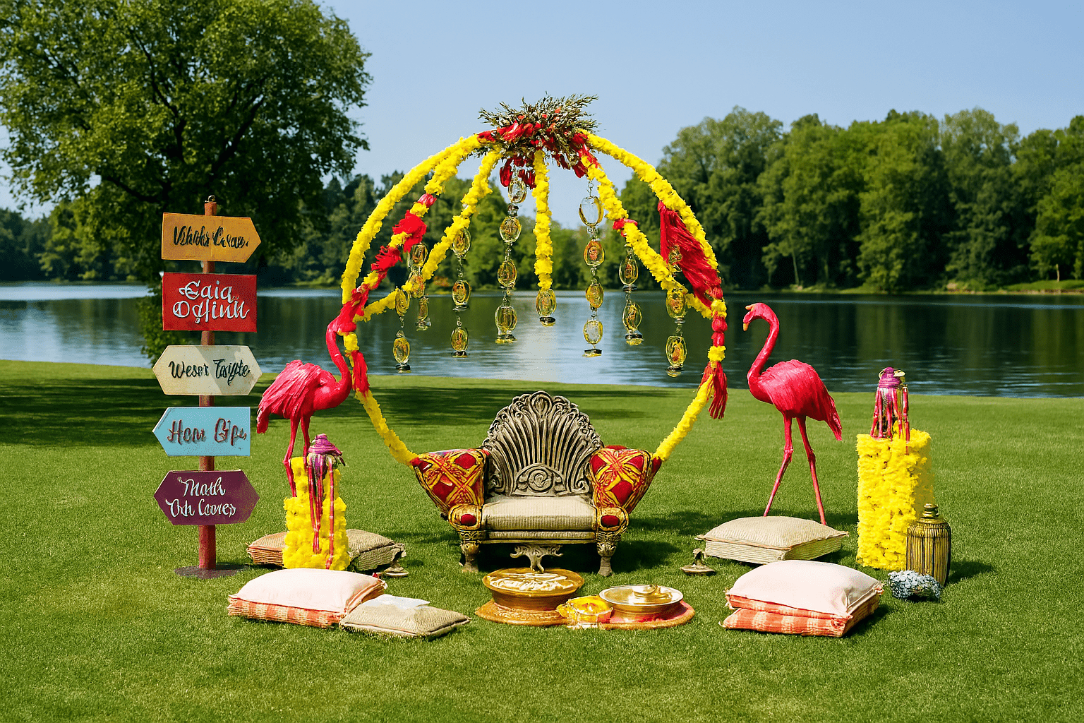 Grandeur & Glamour: Golden Ring Mehndi Decor