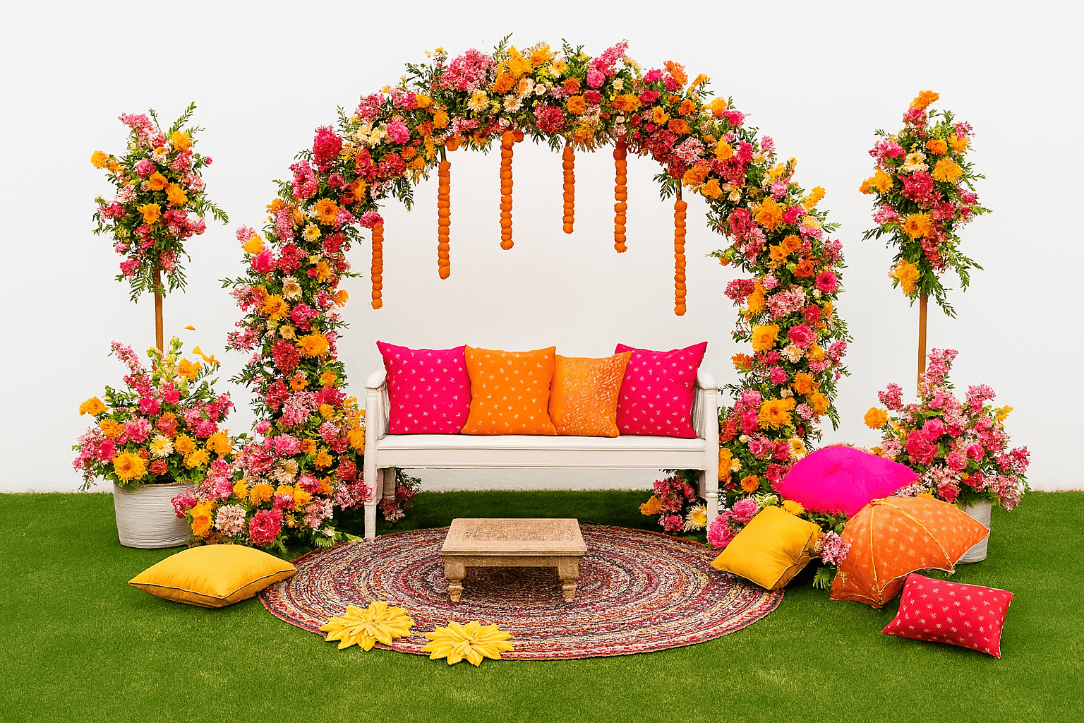 Grandeur & Glamour: Golden Ring Mehndi Decor - Image 2