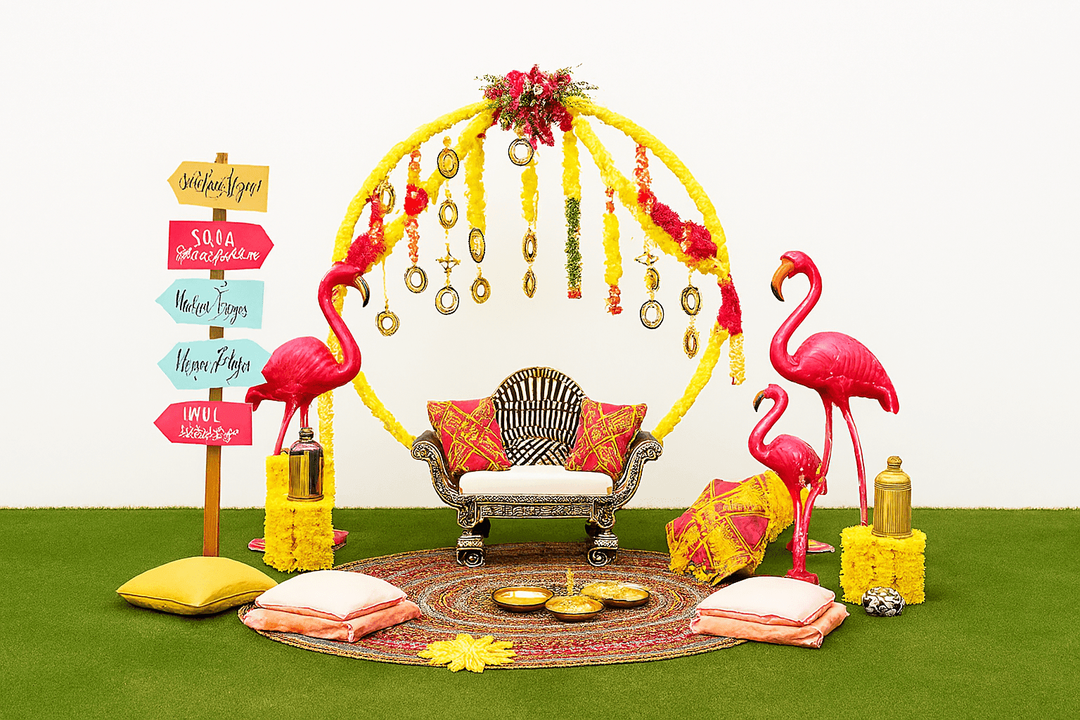 Grandeur & Glamour: Golden Ring Mehndi Decor - Image 3