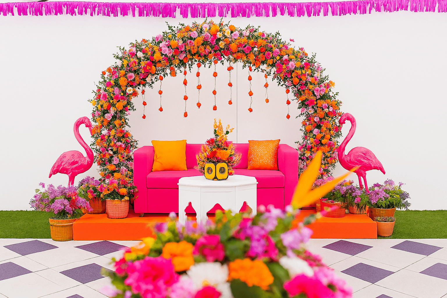 Grandeur & Glamour: Golden Ring Mehndi Decor - Image 4