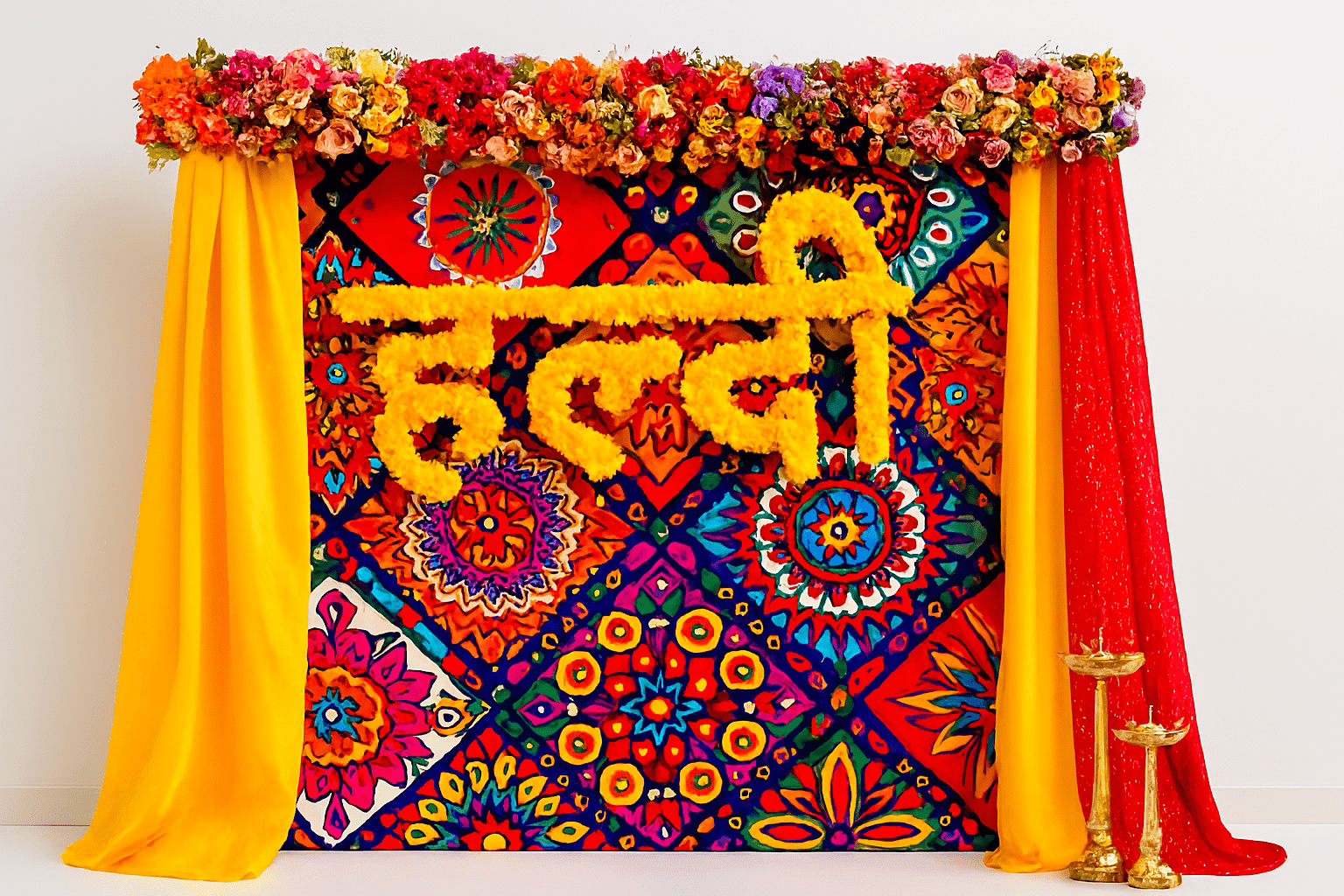 Haldi Ceremony - Mandala & Flower Decor - Image 4